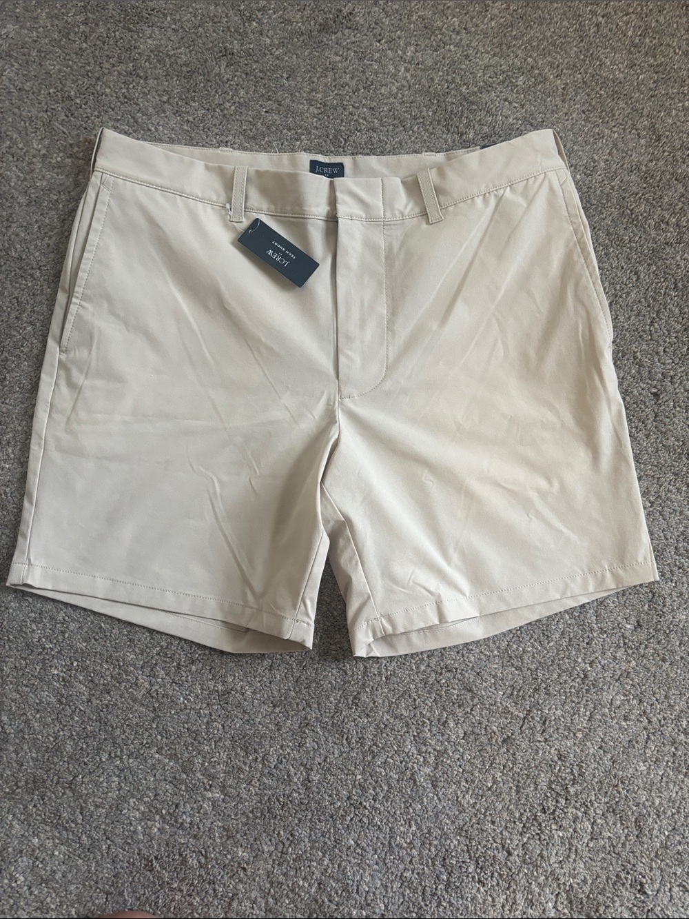 J. Crew Men's Flat-Front Shorts in Light Cream